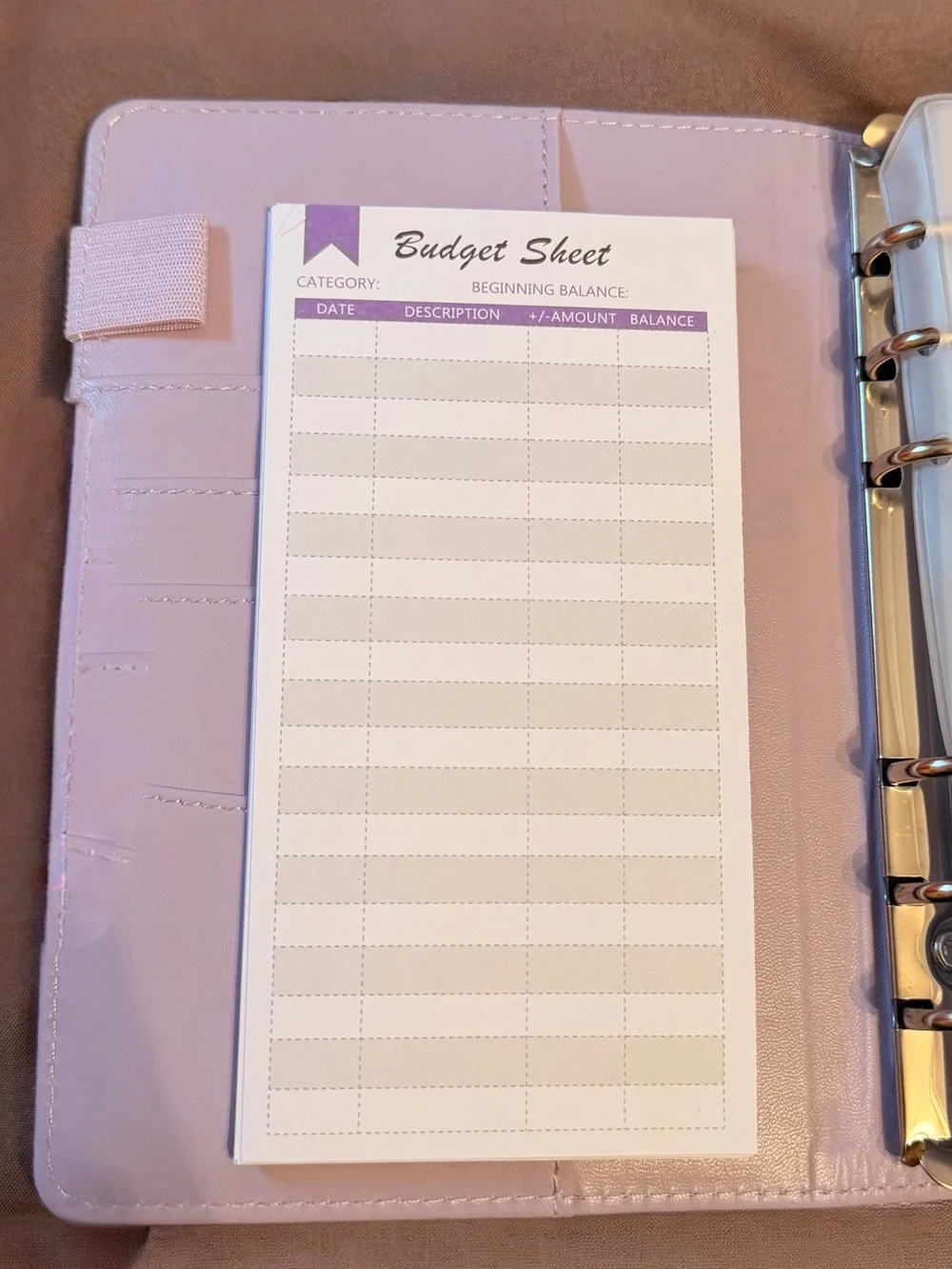 Lilac 6 Ring Binder Budget Planner